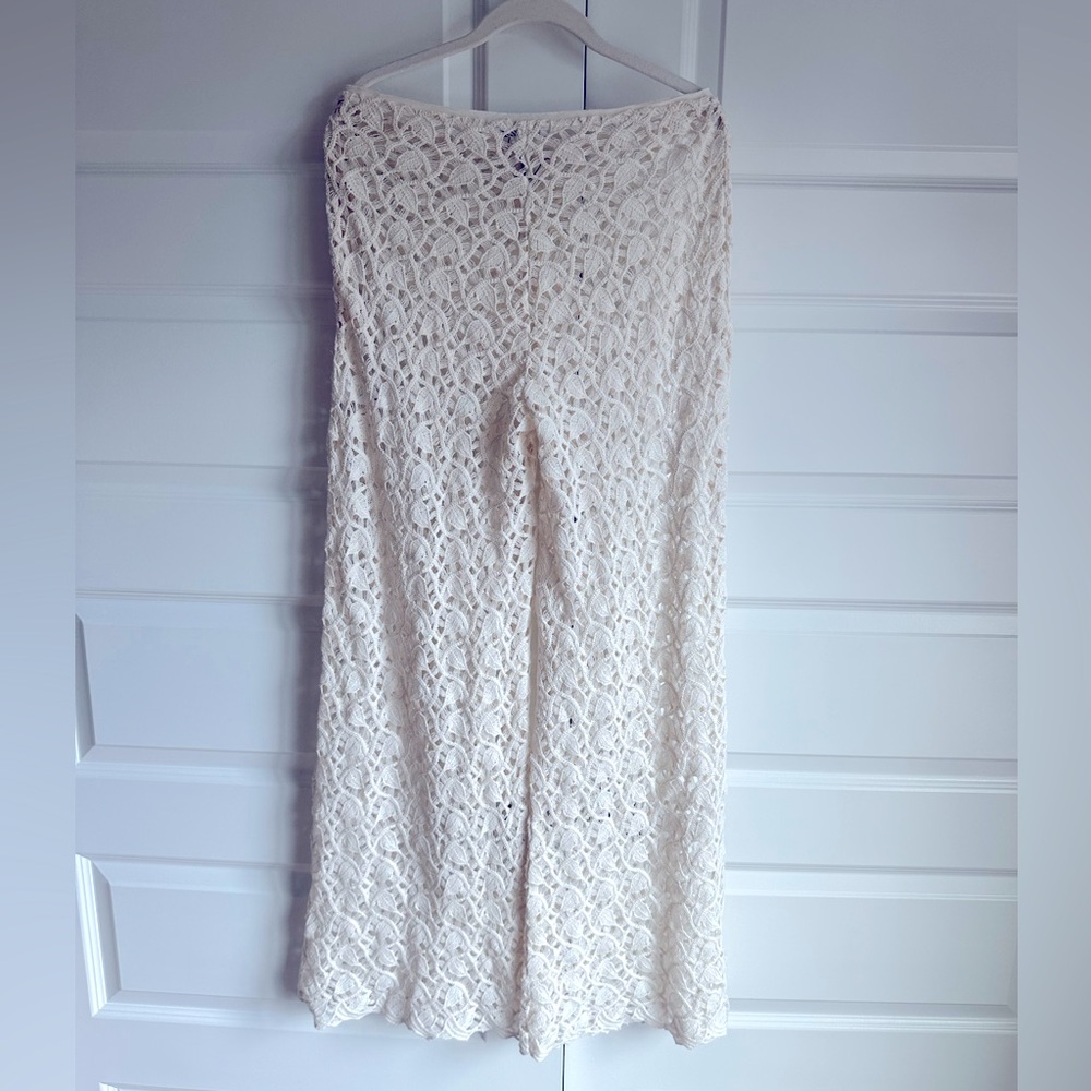 Zara Crochet Wide Leg Flared‎ Pants NWOT Small - Picture 9 of 9
